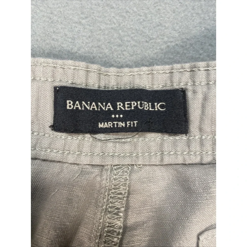 Banana Republic Womens Utility Pants Large Martin Fit Linen Blend‎ Gray Wide Leg